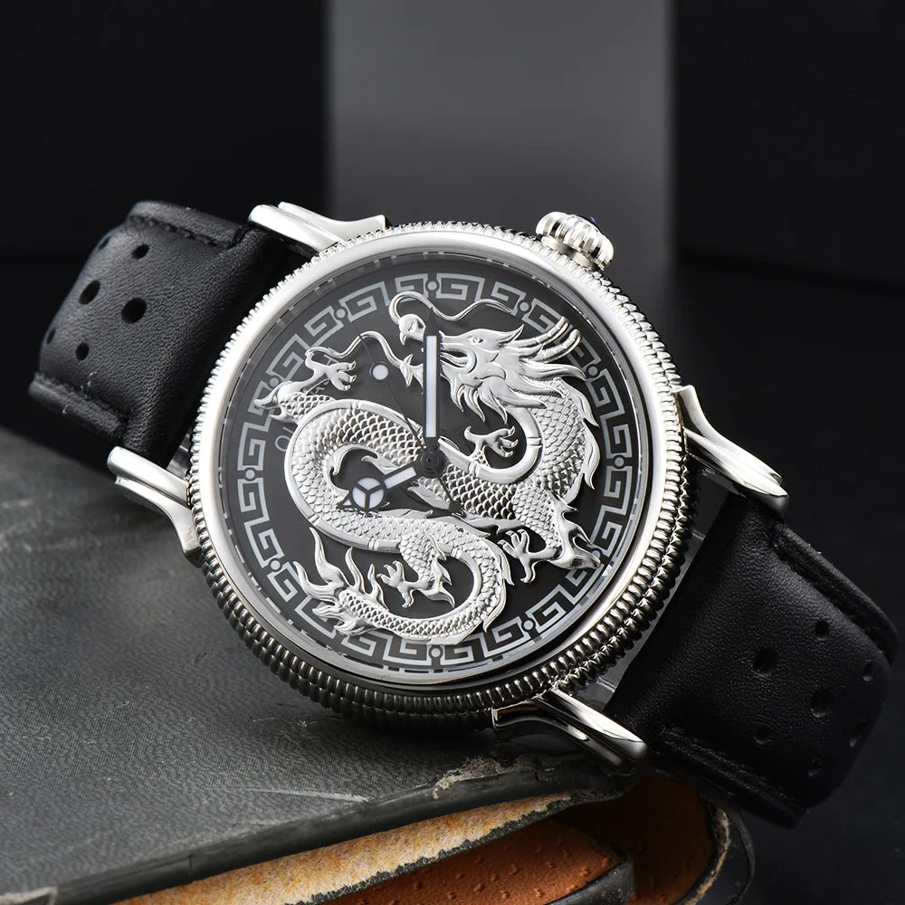 Miyota 8215 Sport Men's Watch will spin Dragon Swim Waterproof 5ATM clock Mechanical automatic Luxury Business watch clock