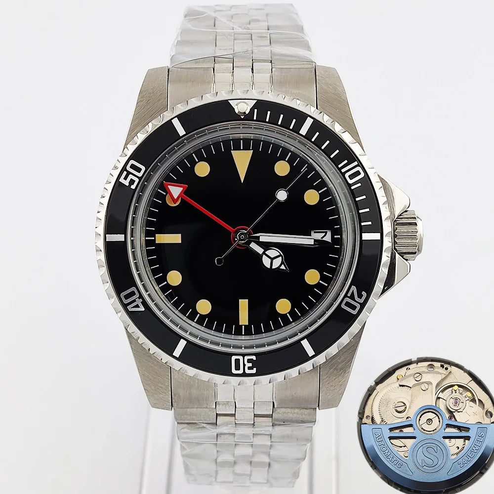 NH34GMT Men's 120 clicks bezel Waterproof Luxury Men's 39.5mm domed glass Mechanical Clock Dive NH34 modify Automatic watch