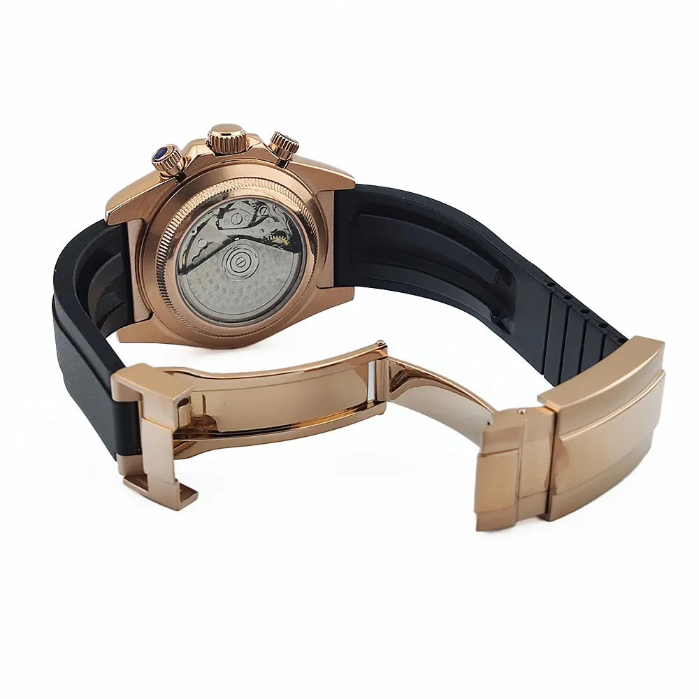 Watch Men Automatic 39mm 4130 watch Chronograph Mechanical Wristwatch Sapphire Triple Windows Waterproof 10ATM rose gold watches