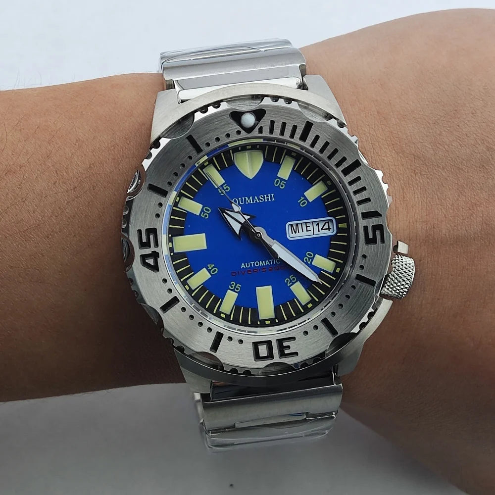men watch NH36 movement 20ATM waterproof steel watch Men's Red teeth Sea monster automatic mechanical watch sports diving watch