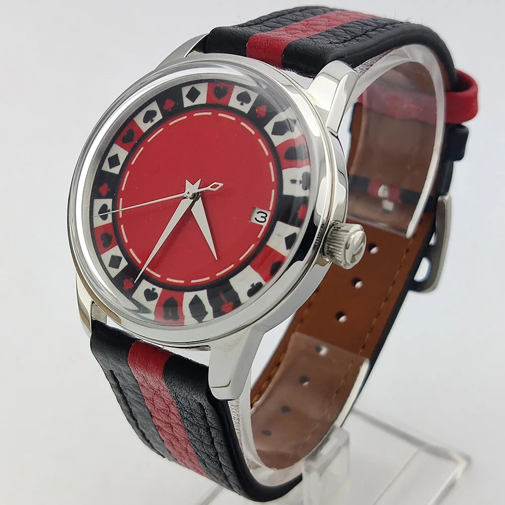 OUMASHI designs the new NH35A mechanical watch for men Russian Roulette Game Mineral Glass Diamond dial for men's watch