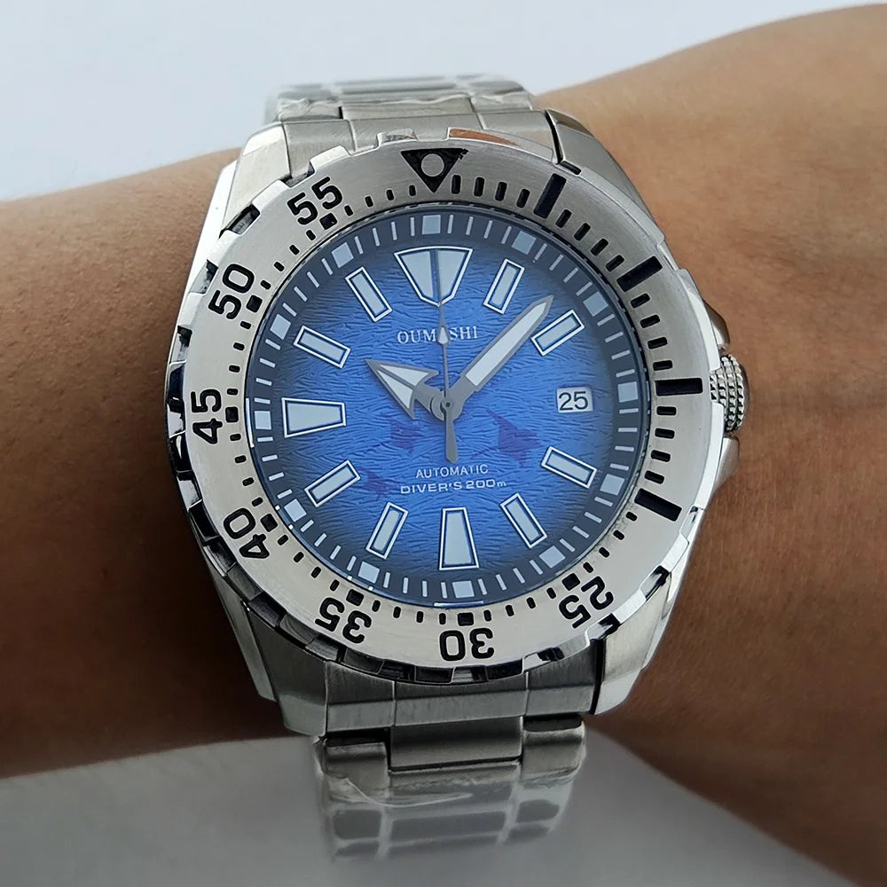 44mm Watch NH35 Sapphire glass luminous diving 200 meters dial 316L stainless steel automatic mechanical watch NH35 movement