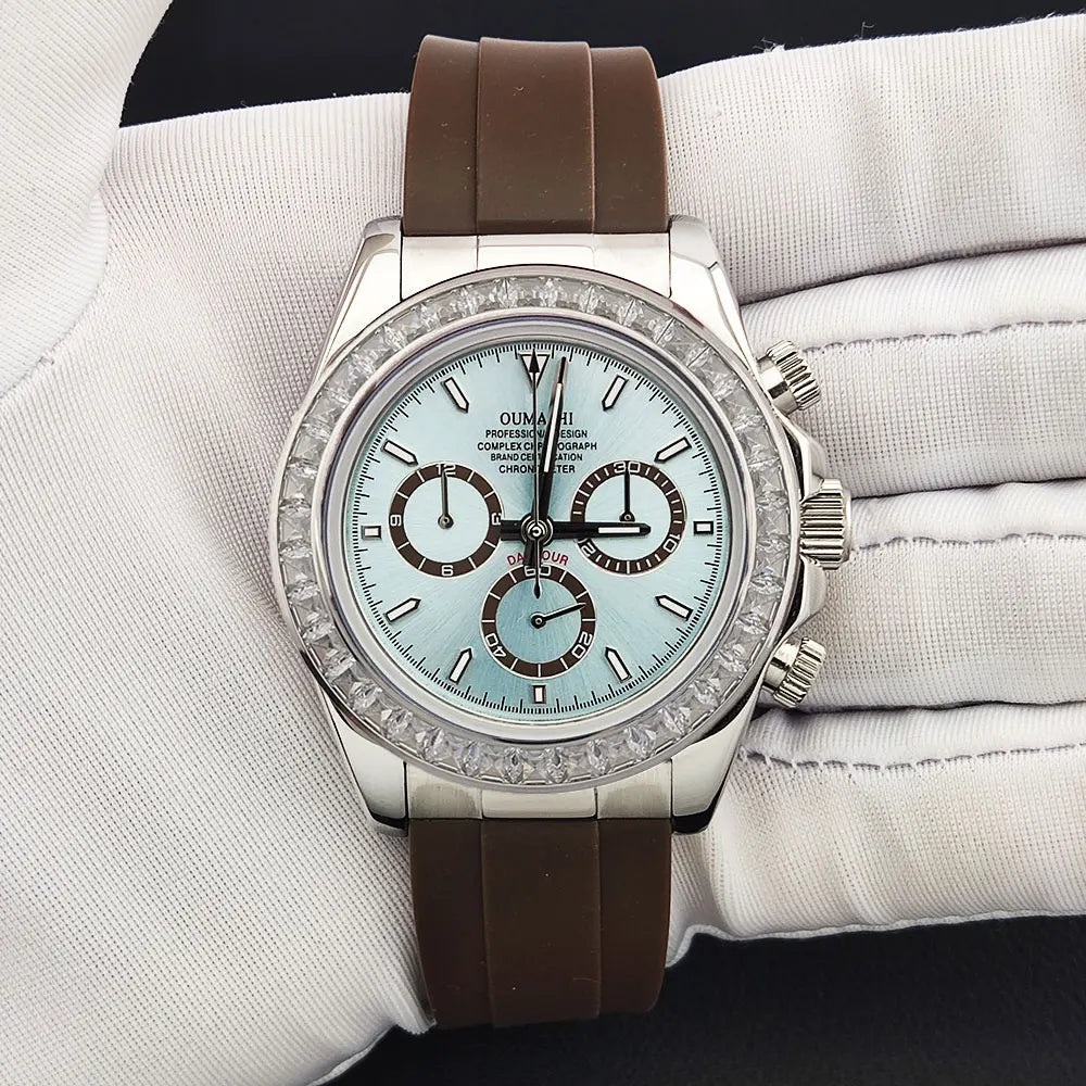 men 4130 watches sapphire Glass GEM automatic mechanical watch 39.3mm 4130 movement men's chronograph watch Waterproof 10ATM