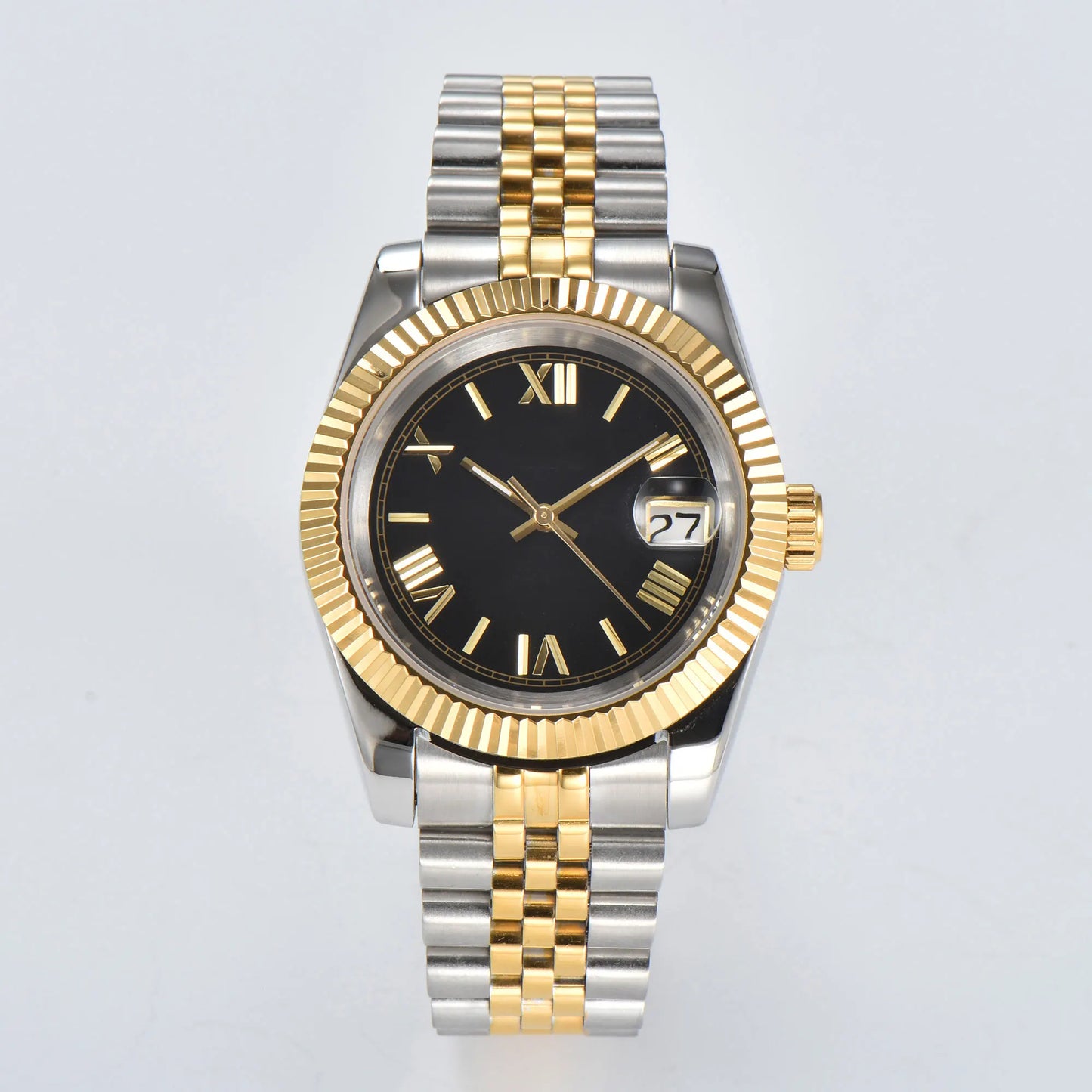 Business 36mm/39mm Men's watch NH35A Automatic movement Gold case Roman dial Blue AR Sapphire glass date stainless steel strap