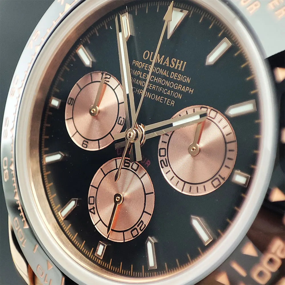 Watch Men Automatic 39mm 4130 watch Chronograph Mechanical Wristwatch Sapphire Triple Windows Waterproof 10ATM rose gold watches