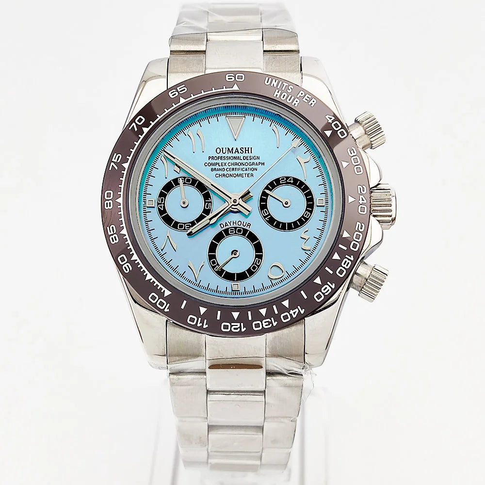 39.3mm watch VK Series 63 Men's watch Arabian Dial Men's watch Luxury Quartz watch VK63 Sport Chronograph Sapphire Glass watches