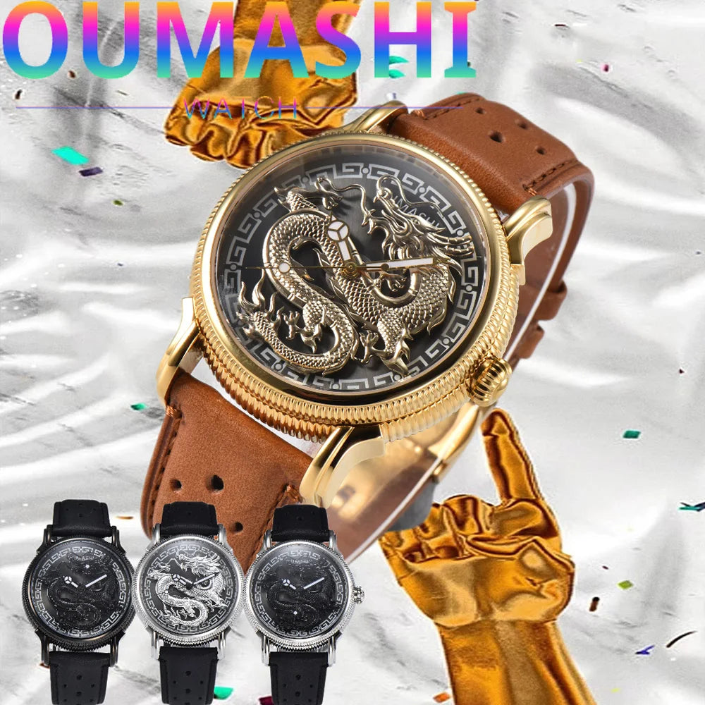 Miyota 8215 Sport Men's Watch will spin Dragon Swim Waterproof 5ATM clock Mechanical automatic Luxury Business watch clock