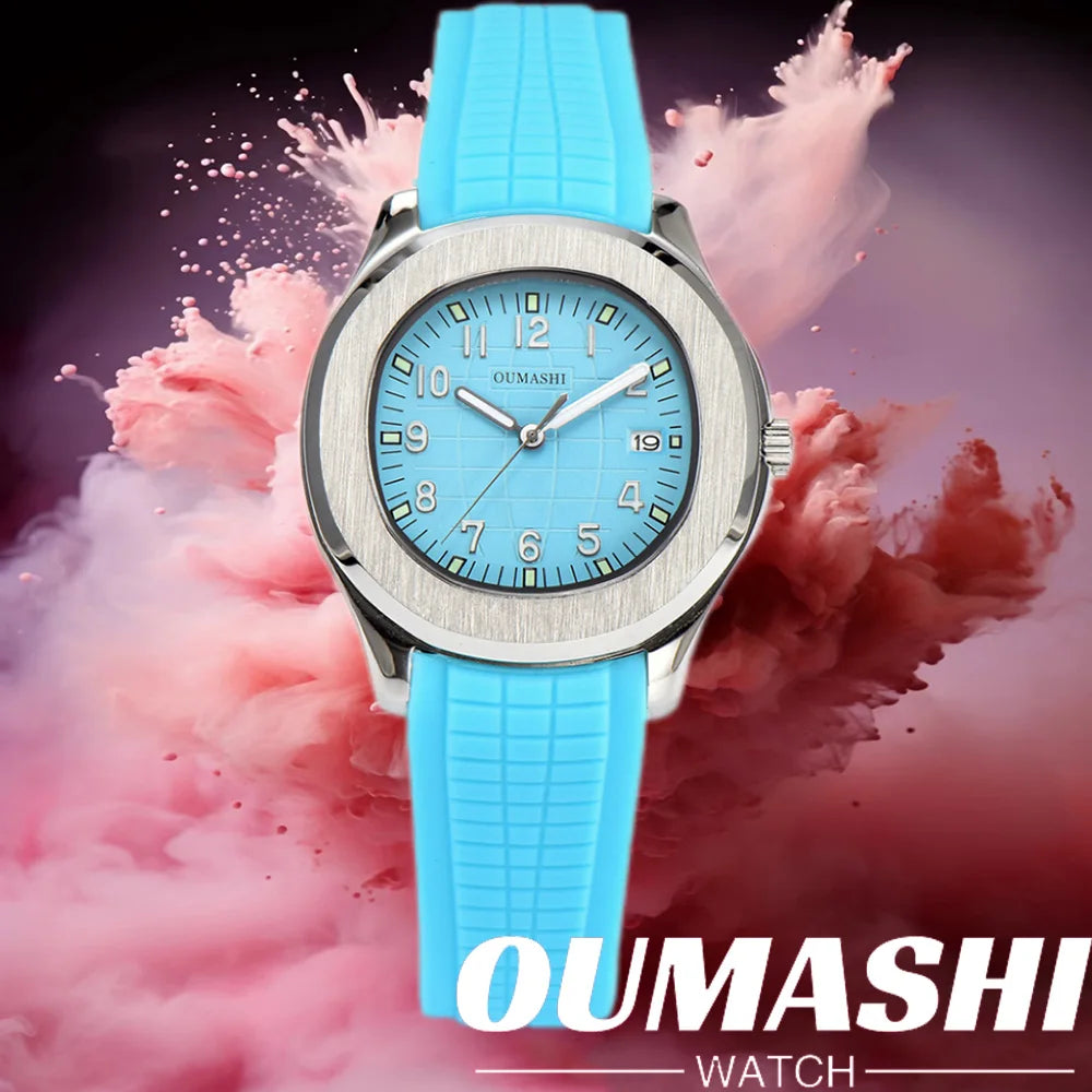 Men's Automatic Mechanical Watch NH35A Movement Stainless Steel Sapphire Glass Waterproof 10ATM Watch Rubber bracelet 21mm