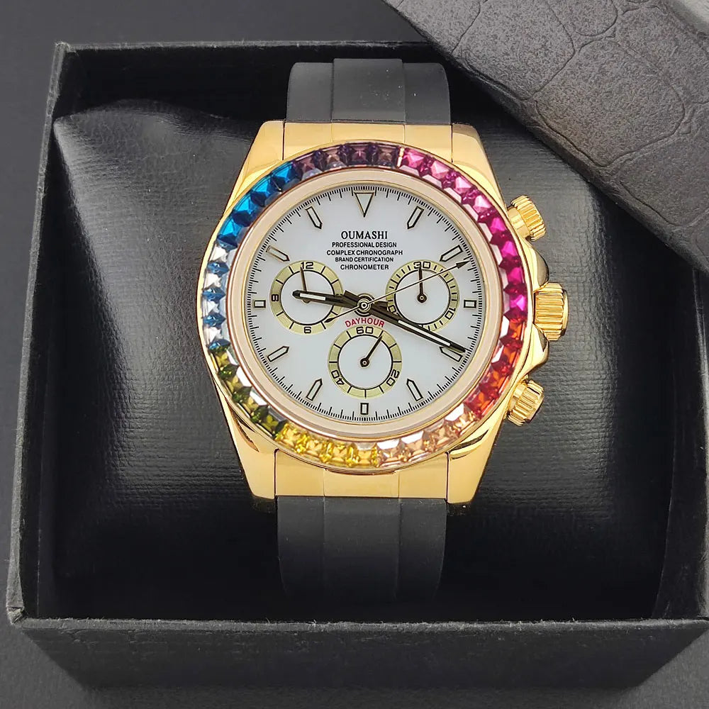Luxury watches gold Chronograph Equation Racing Men Automatic Mechanical Watch Waterproof 10ATM Sapphire 4801 4130 Movement