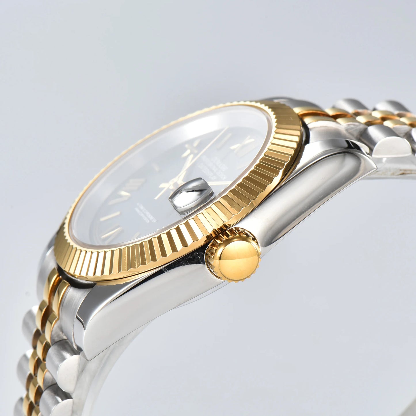 Business 36mm/39mm Men's watch NH35A Automatic movement Gold case Roman dial Blue AR Sapphire glass date stainless steel strap