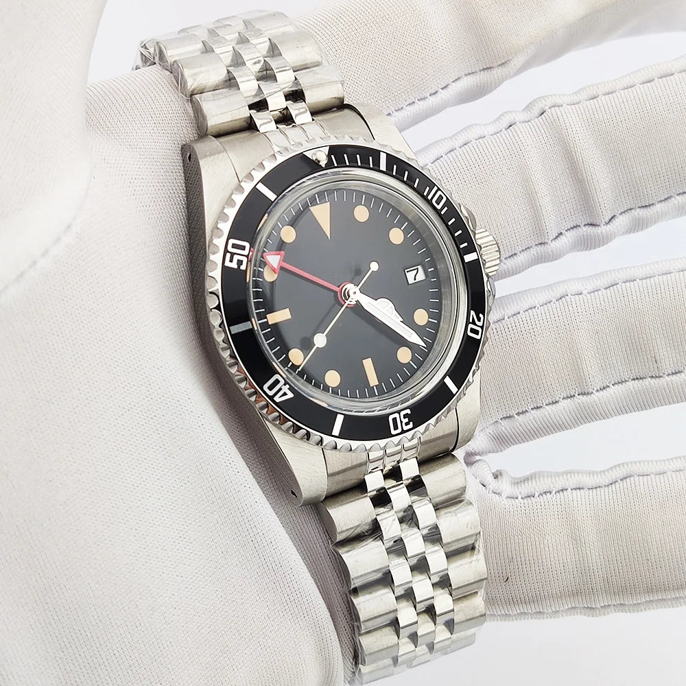 NH34GMT Men's 120 clicks bezel Waterproof Luxury Men's 39.5mm domed glass Mechanical Clock Dive NH34 modify Automatic watch