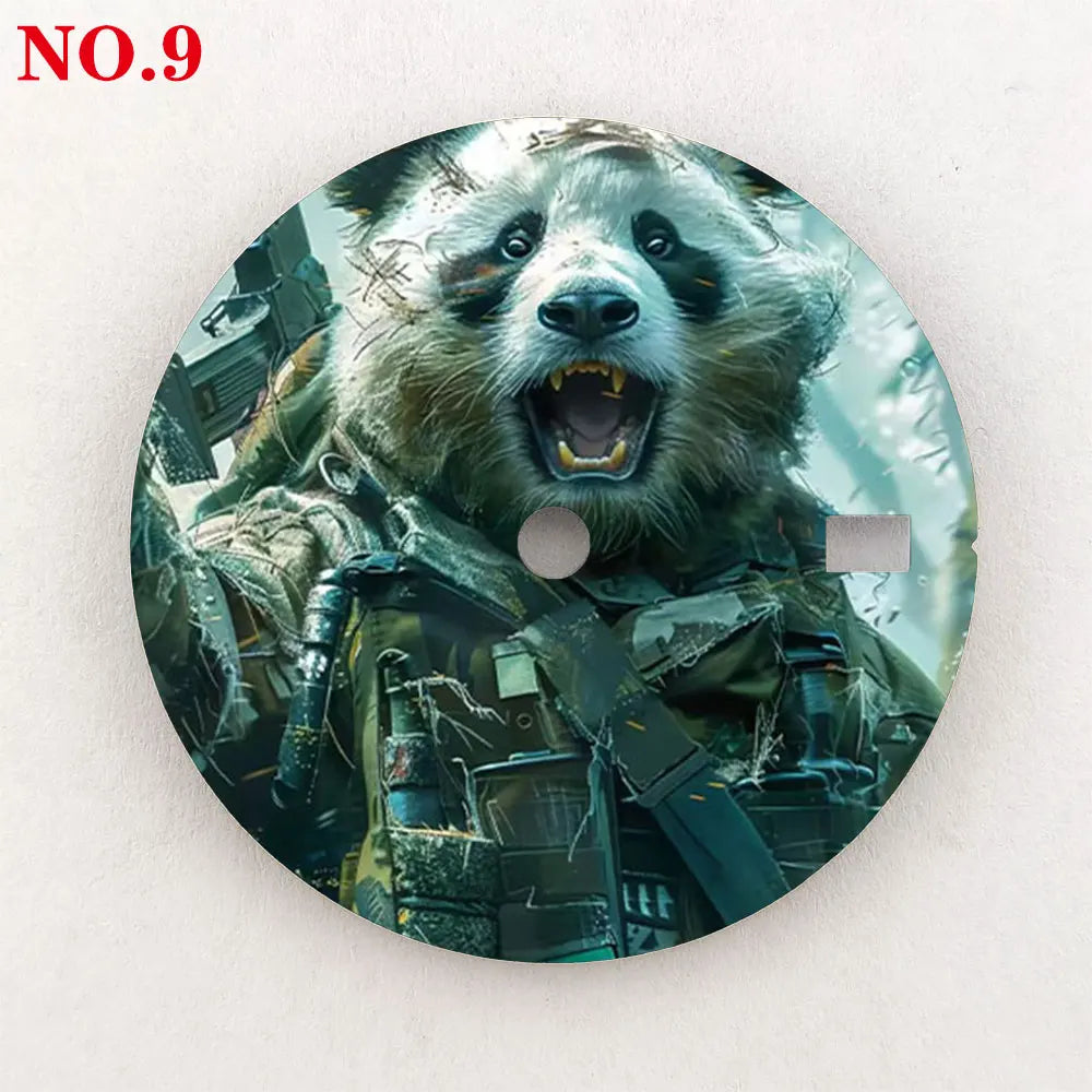 Watch dial 28.5mm NH35 dial custom-made Panda Warrior dial, color printing, watch components are suitable for NH35/36 movement