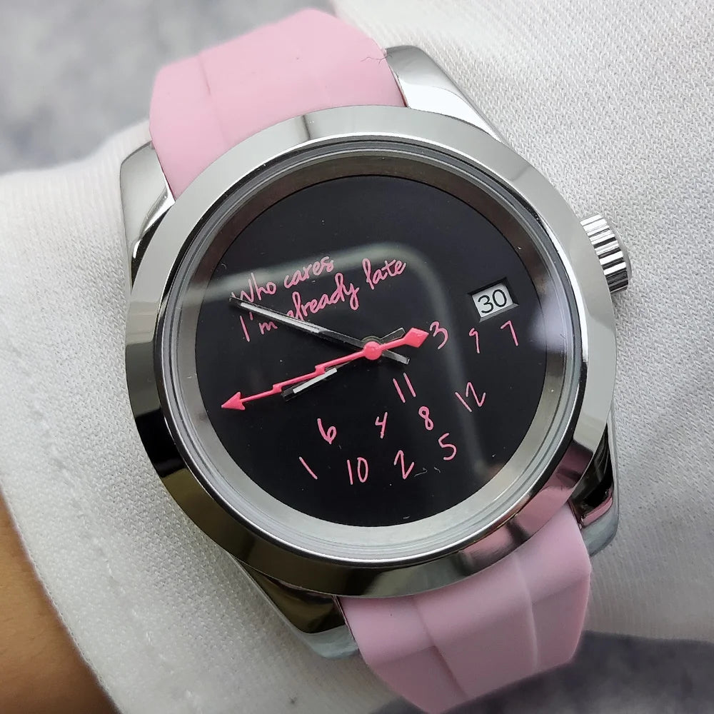 Hot sale NH35A watch for man Who cares if I'm already late NH35 Automatic Movement Sapphire glass 39mm NH35 watches