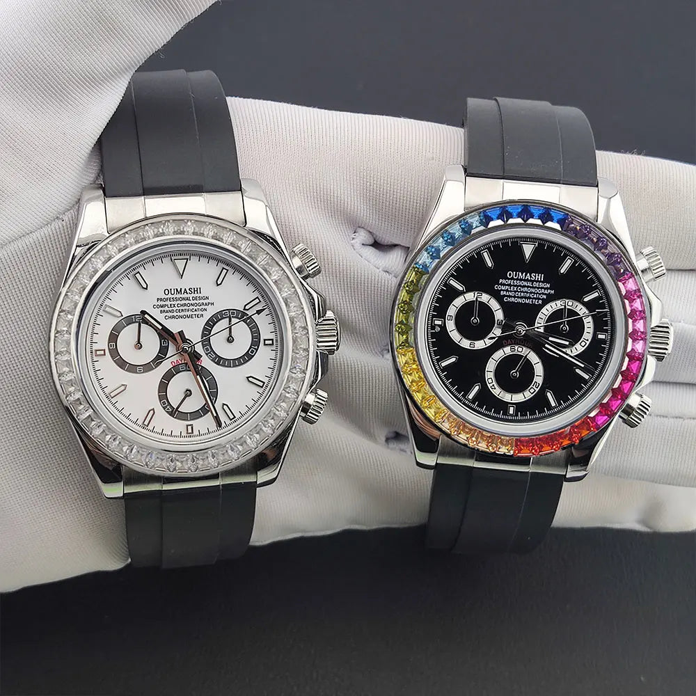 men 4130 watches sapphire Glass GEM automatic mechanical watch 39.3mm 4130 movement men's chronograph watch Waterproof 10ATM