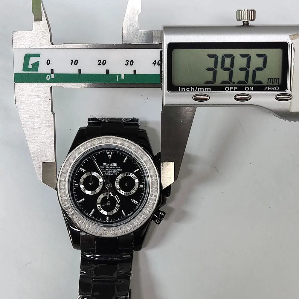 men 4130 WATCH sapphire Glass GEM black automatic mechanical watch 39.3mm  4130 movement chronograph watch Waterproof 10ATM