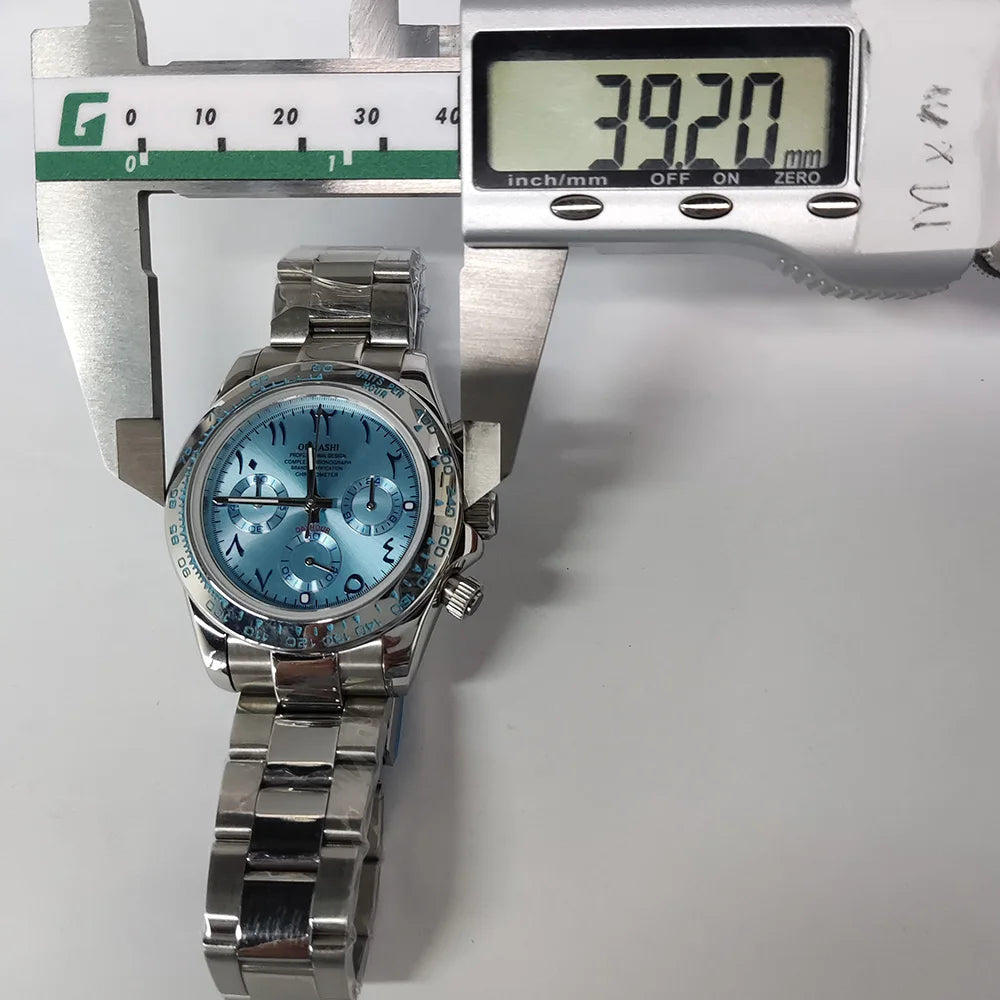 39.3mm watch VK Series 63 Men's watch Arabian Dial Men's watch Luxury Quartz watch VK63 Sport Chronograph Sapphire Glass watches