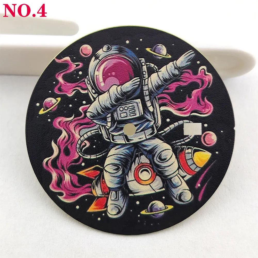 Astronaut element 35mm dial NH35 dial Creative color-printed series dial is suitable for NH35/36 movement watch accessories