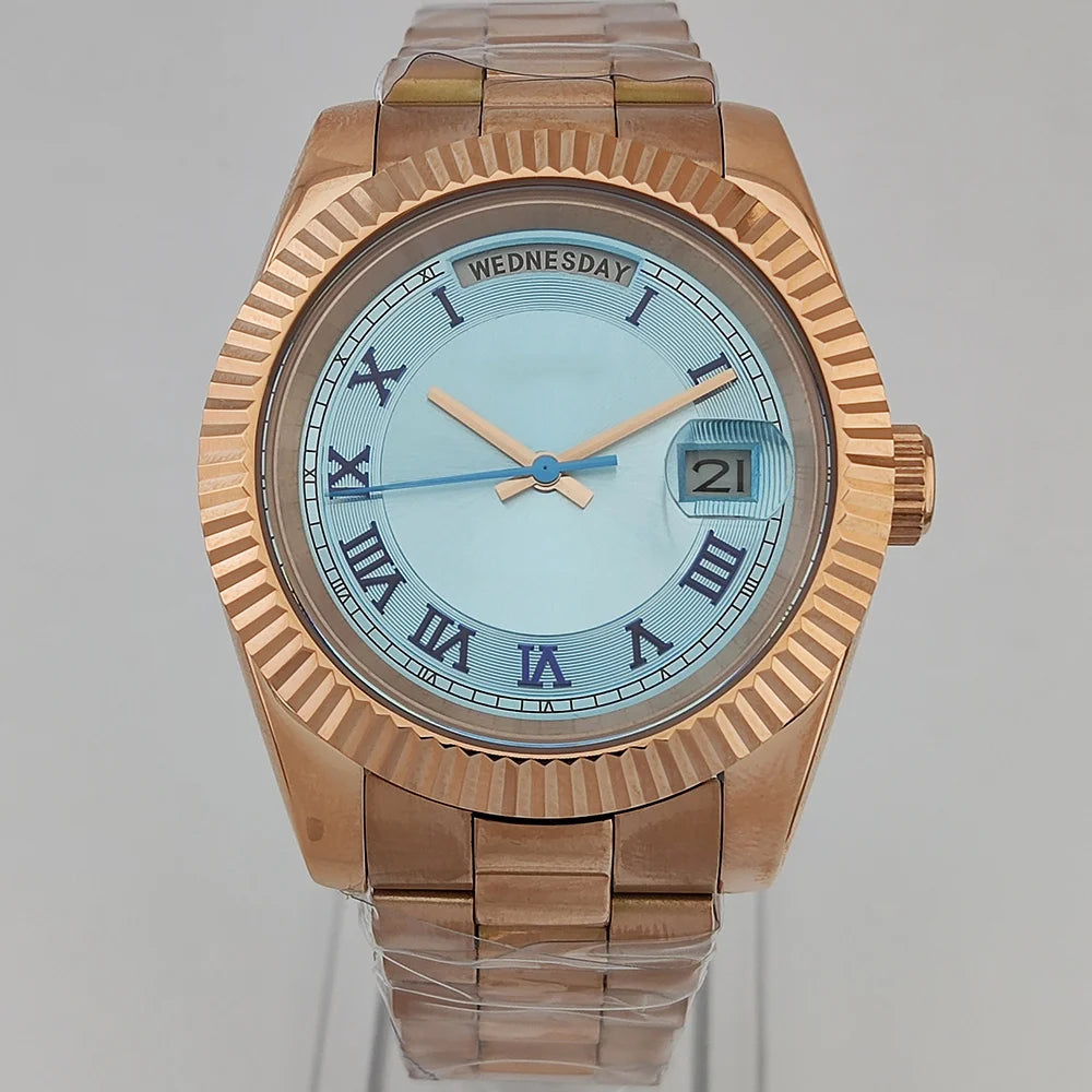 39mm OUMASHI WATCH men's mechanical watch sky blue Roman dial luxury automatic watch men's Japan MIYOTA 8285 sapphire crystal