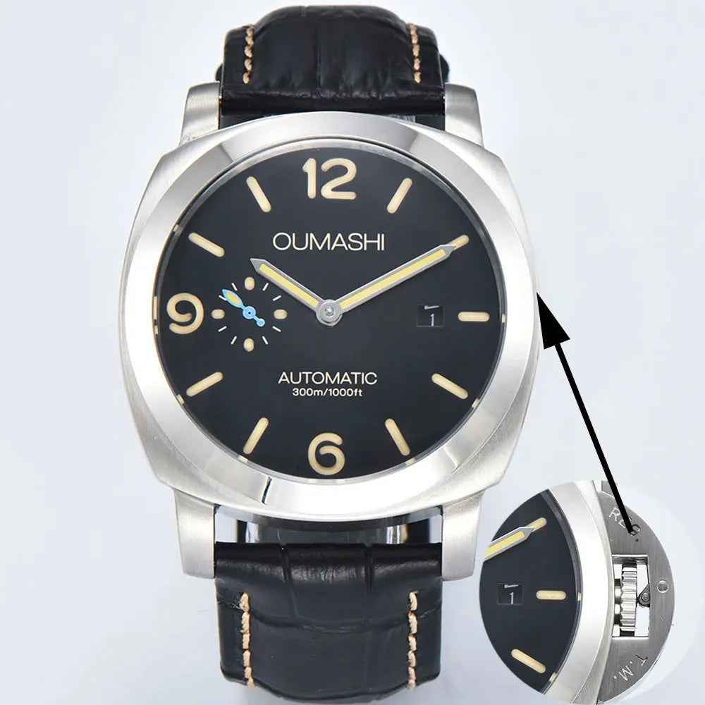 44mm Men's watch ST2555 Movement Watch Stainless Steel case Men's Automatic Mechanical Watch sapphire glass leather bracelet