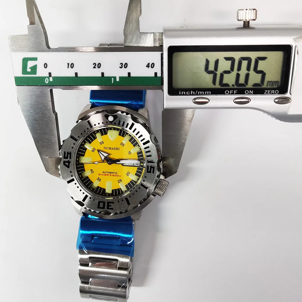 men watch NH36 movement 20ATM waterproof steel watch Men's Red teeth Sea monster automatic mechanical watch sports diving watch