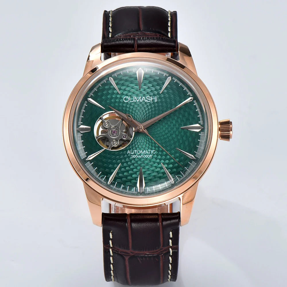 Watch 40.5mm Men's fashion mechanical watch NH38 Skeleton dial design Retro circular case transparent cover men's cocktail watch