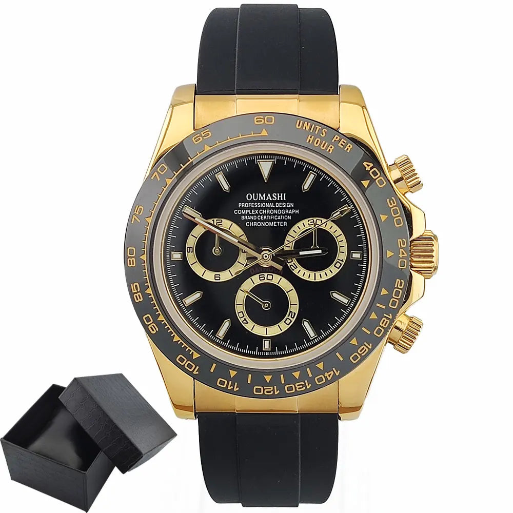 Luxury men's watch gold Chronograph Equation Racing Men Automatic Mechanical Watch Waterproof 10ATM Sapphire 4801 4130 Movement