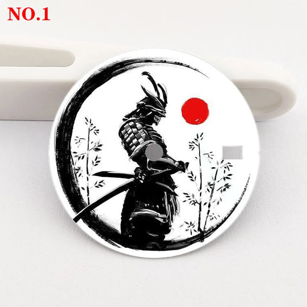 The 28.5mm dial samurai element NH35 dial creative color-printed series dial is suitable for NH35/36 movement watch accessories