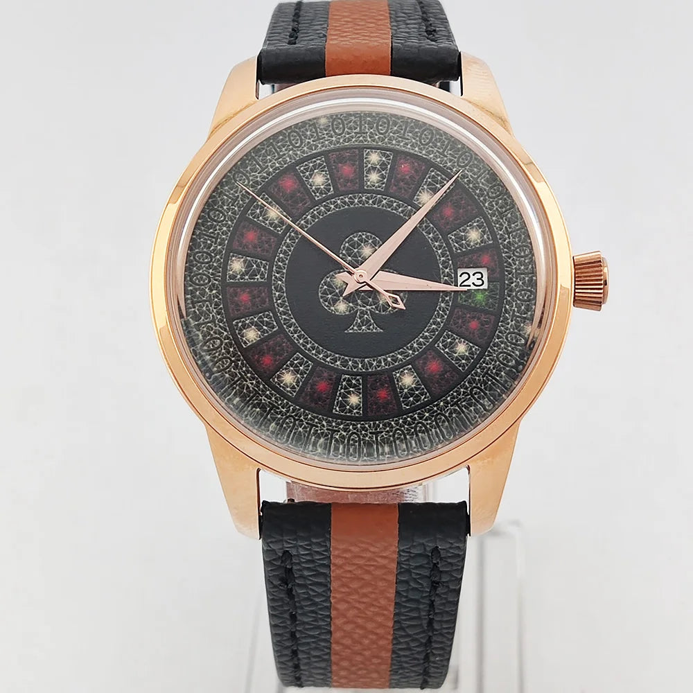 OUMASHI designs the new NH35A mechanical watch for men Russian Roulette Game Mineral Glass Diamond dial for men's watch