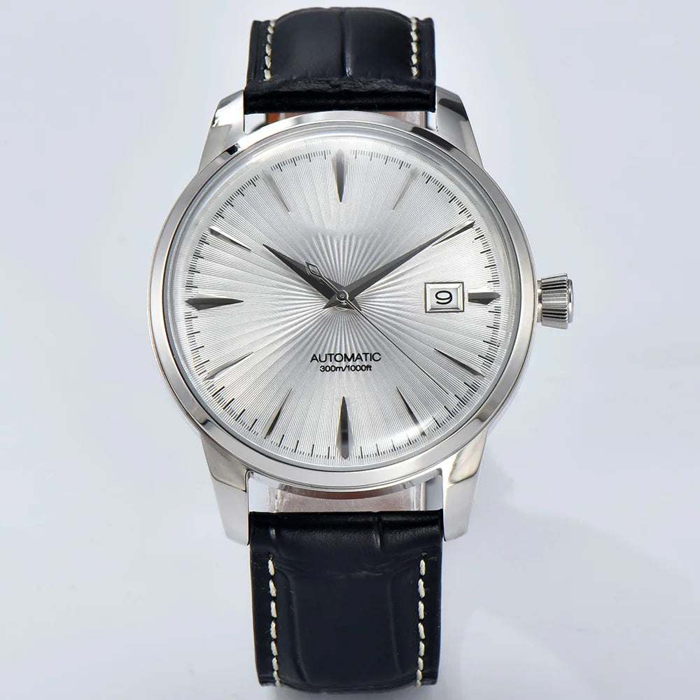 Cocktail watch 40.5mm watch Gemstone Series NH35 Automatic mechanical Men's Watch 10ATM Mineral glass waterproof leather strap