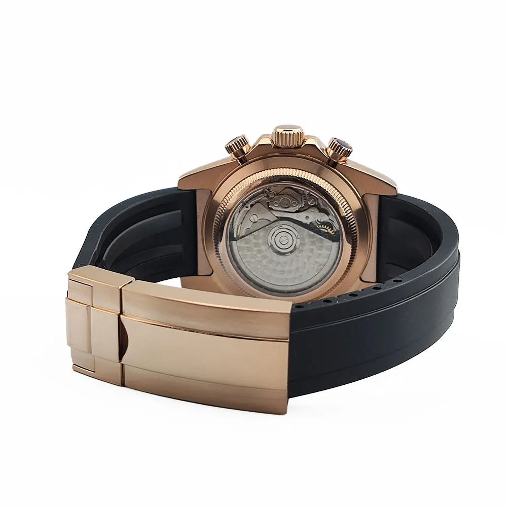 Men watches GEM Automatic Watch 39mm 4130 Chronograph Mechanical Wristwatch Sapphire Rubber bracelet Waterproof 10ATM 7750 watch