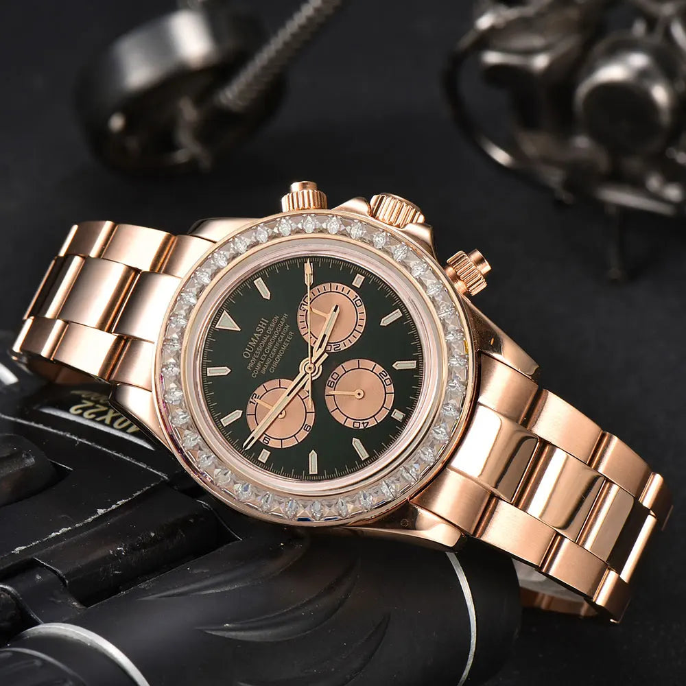 Men watches GEM Automatic Watch 39mm 4130 Chronograph Mechanical Wristwatch Sapphire Triple Windows Waterproof 10ATM 7750 watch