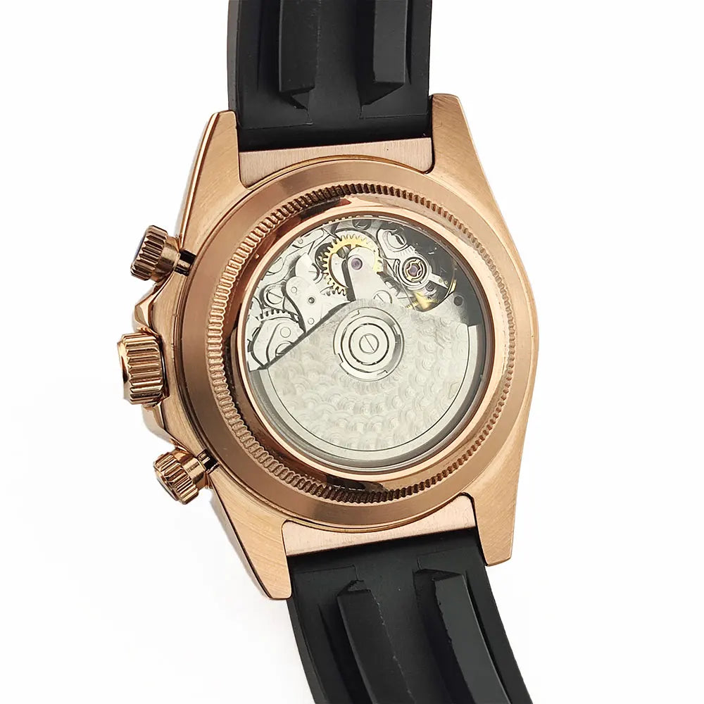 Watch Men Automatic 39mm 4130 watch Chronograph Mechanical Wristwatch Sapphire Triple Windows Waterproof 10ATM rose gold watches
