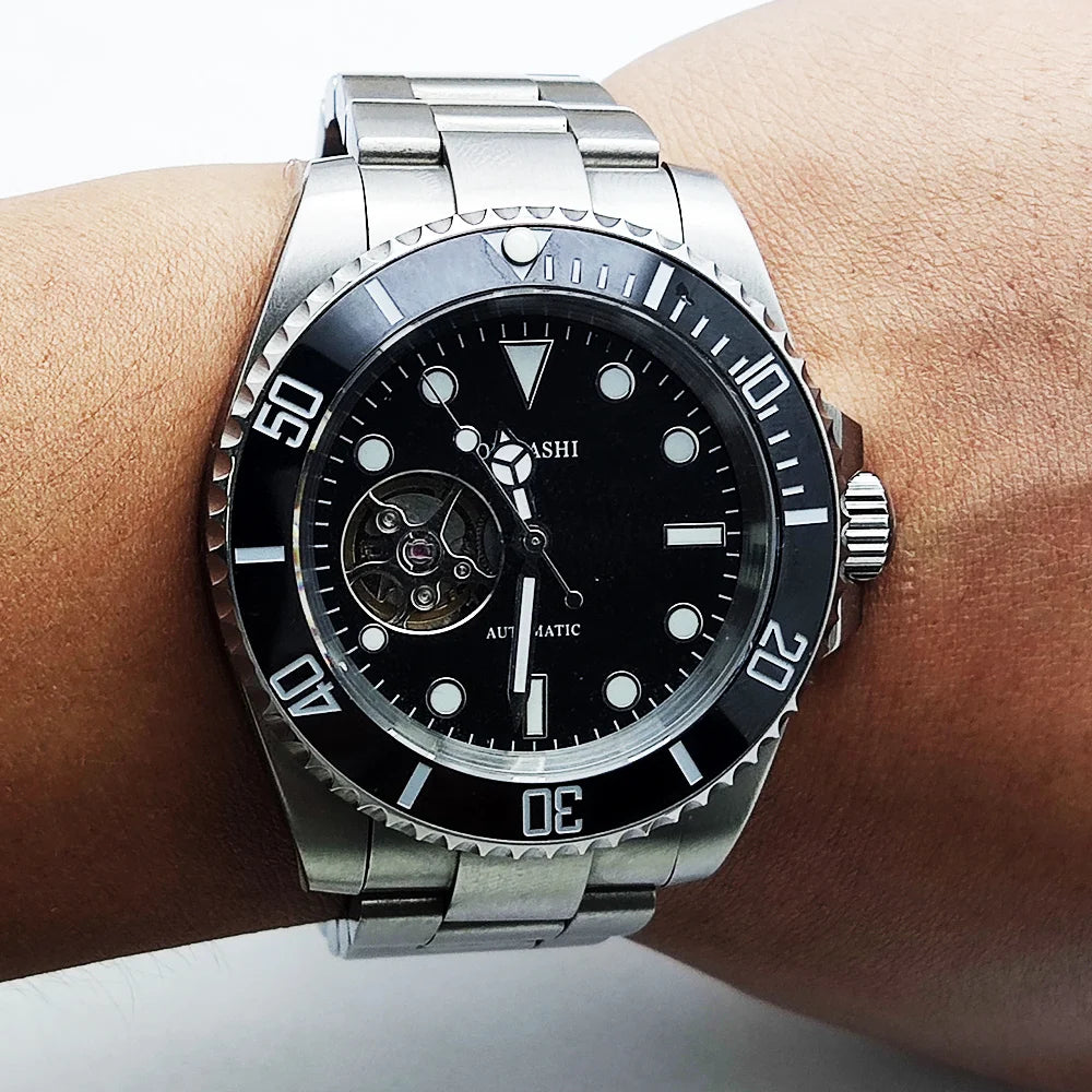 diving men watch 40.5mm NH38 automatic Men's watch Hollow dial dial sapphire glass luminous automatic watch NH38 movement