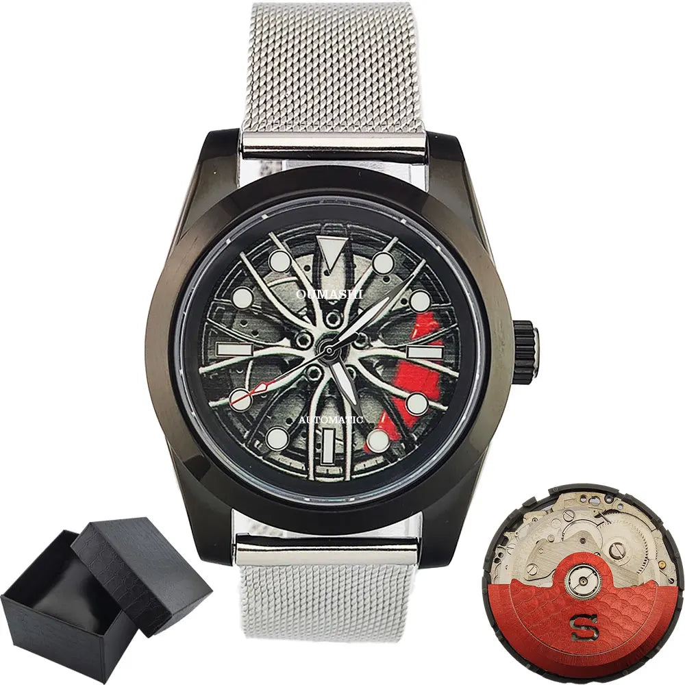 NH35 WATCH Men Watches Waterproof Rotary Sport Car Rim Man Luxury Watch Fashion Stainless Steel Men's mechanical watch