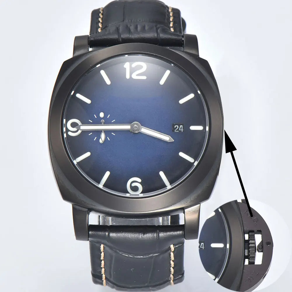 44mm Men's watch ST2555 Movement Watch Stainless Steel case Men's Automatic Mechanical Watch sapphire glass leather bracelet