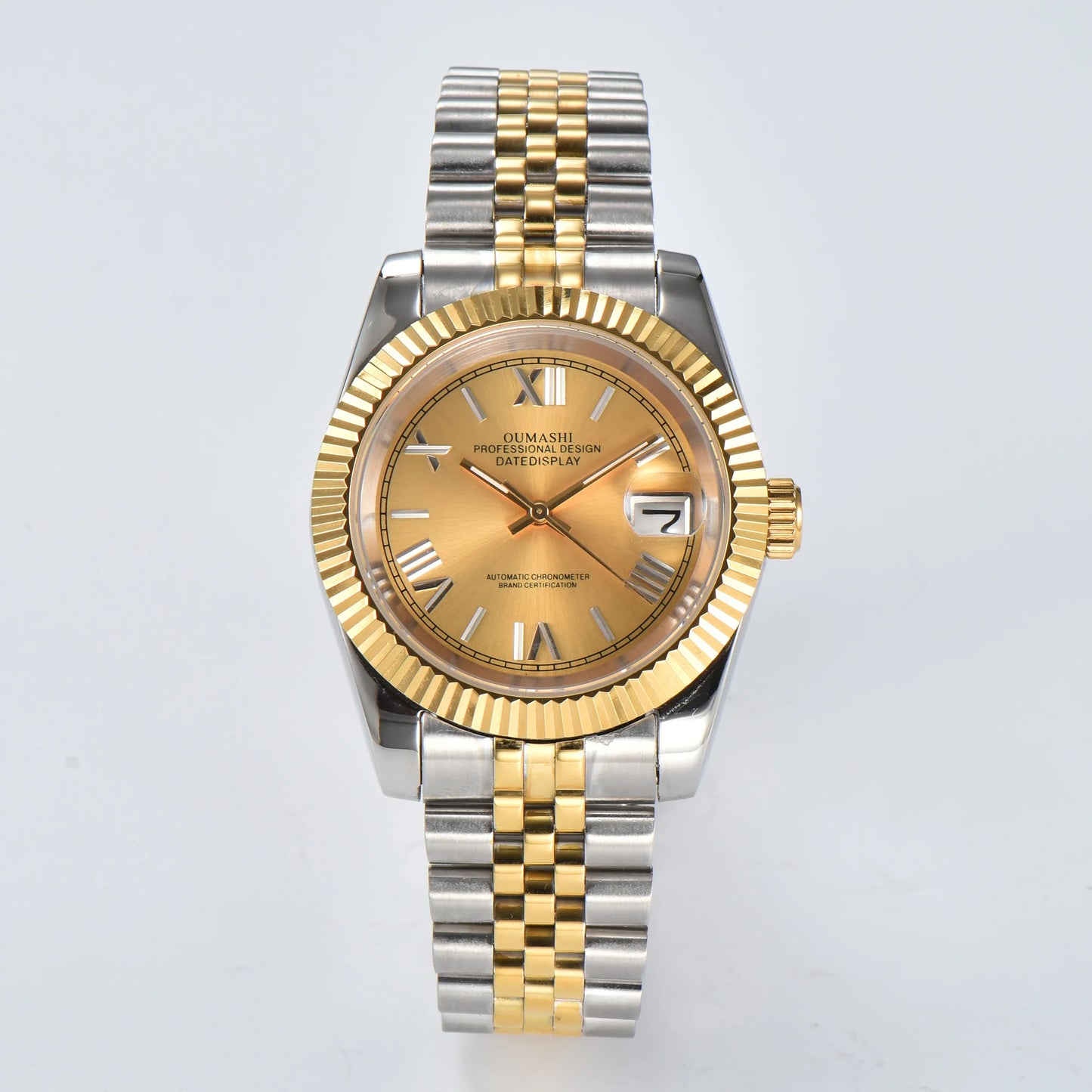 Business 36mm/39mm Men's watch NH35A Automatic movement Gold case Roman dial Blue AR Sapphire glass date stainless steel strap