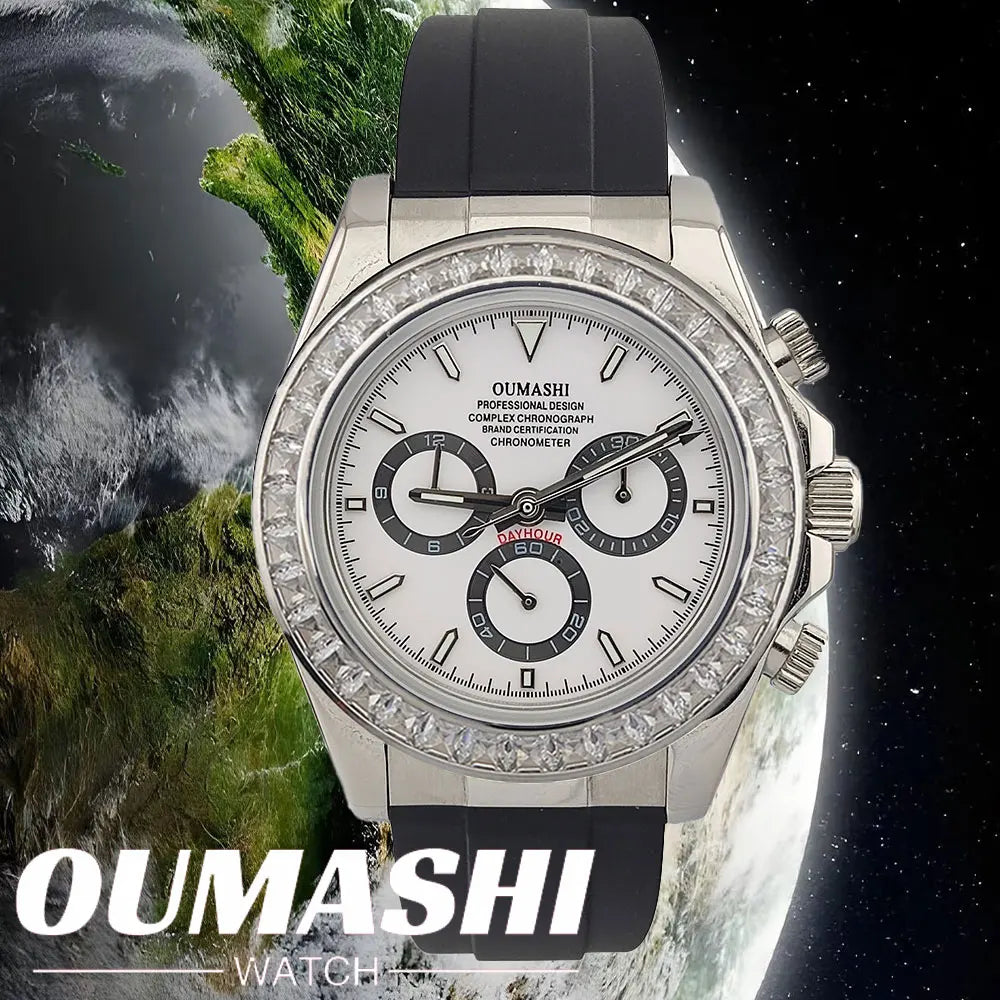 Men's 4130 Automatic Watch Automatic Chronograph Code Watch Stainless Steel sapphire Glass Luxury rubber strap Sports Men's watc