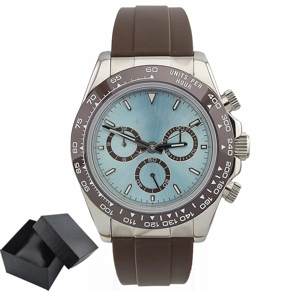 Men's 4130 Automatic Watch Automatic Chronograph Code Watch Stainless Steel sapphire Glass Luxury rubber strap Sports Men's watc