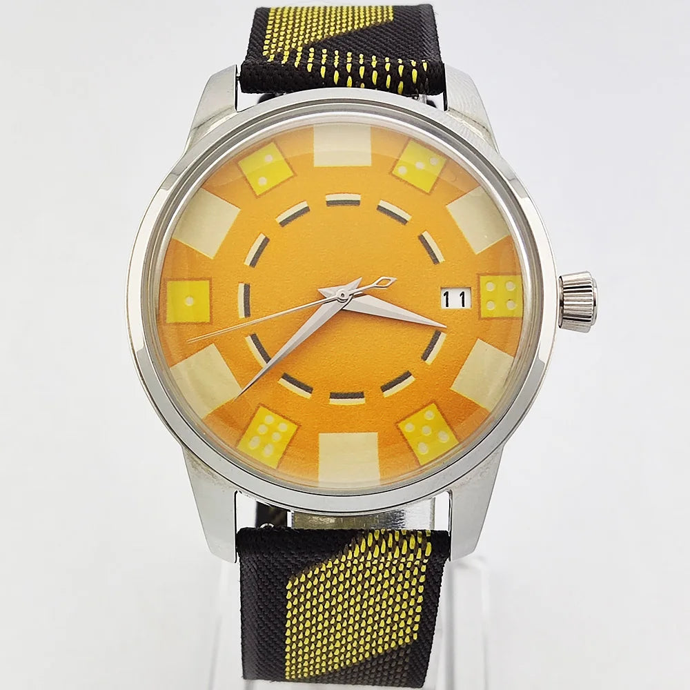 OUMASHI designs the new NH35A mechanical watch for men Russian Roulette Game Mineral Glass Diamond dial for men's watch