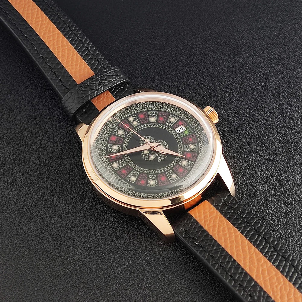 OUMASHI designs the new NH35A mechanical watch for men Russian Roulette Game Mineral Glass Diamond dial for men's watch