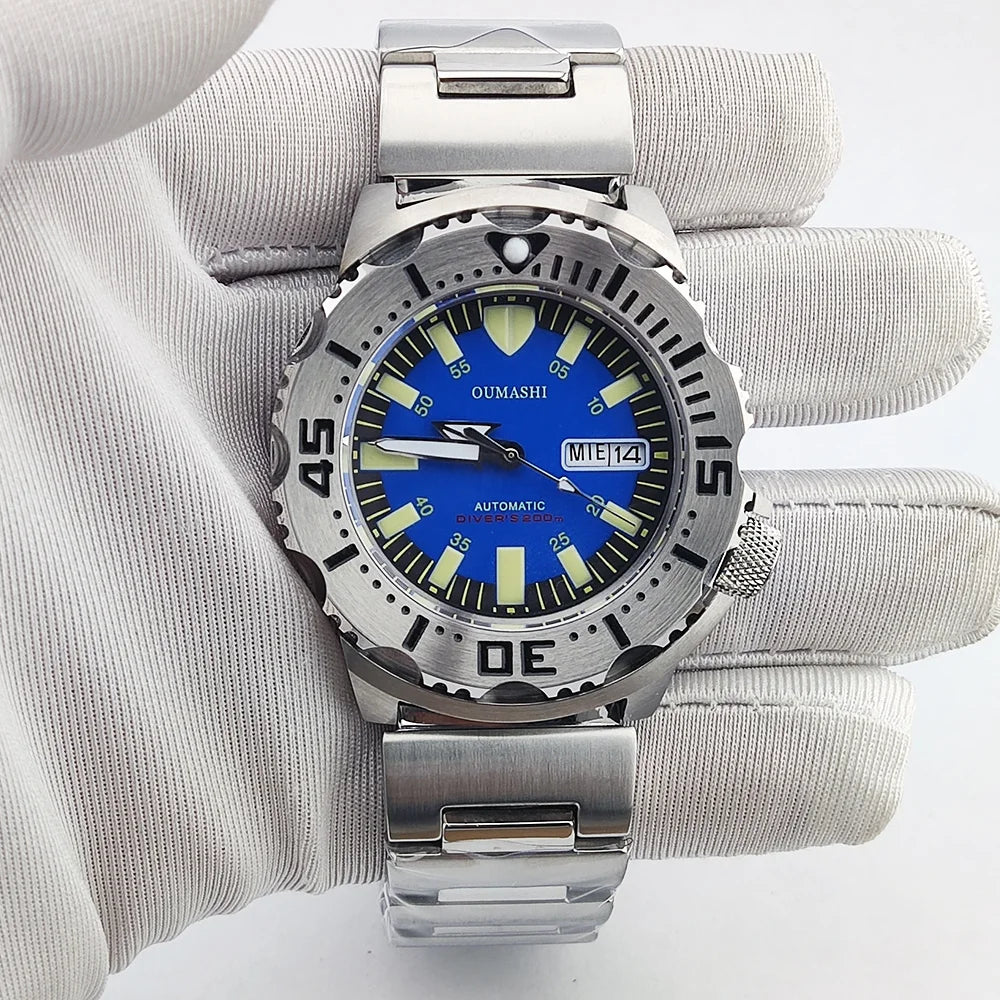 men watch NH36 movement 20ATM waterproof steel watch Men's Red teeth Sea monster automatic mechanical watch sports diving watch