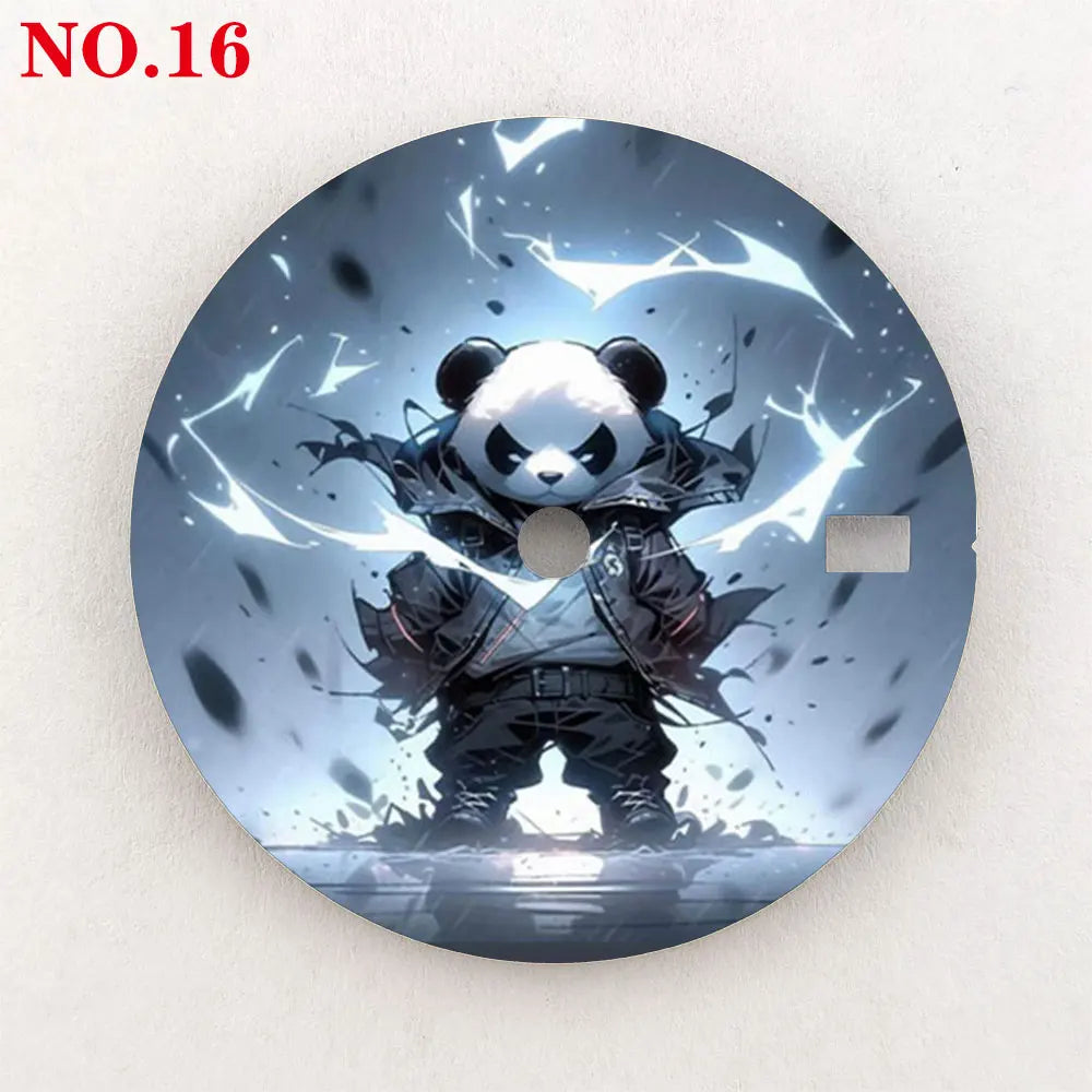 Watch dial 28.5mm NH35 dial custom-made Panda Warrior dial, color printing, watch components are suitable for NH35/36 movement