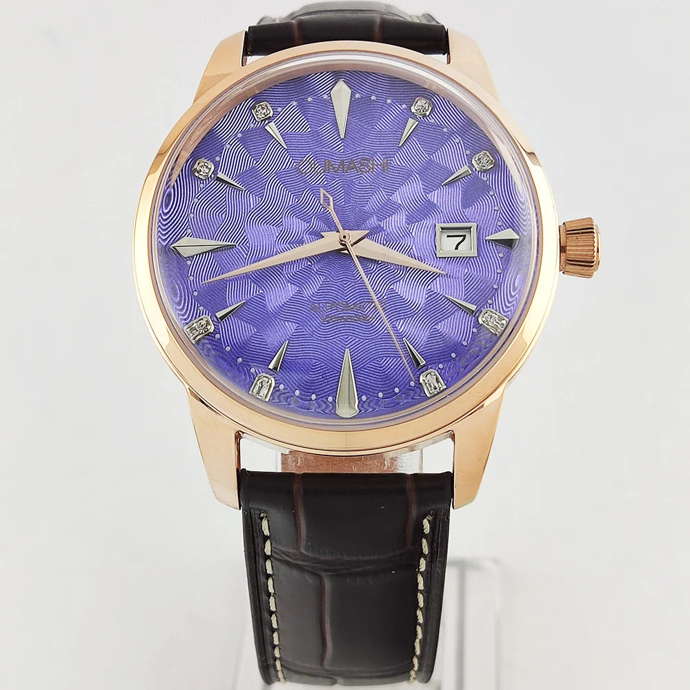 40.5mm Men's fashion watch Gemstone Series NH35 Automatic mechanical Men's Watch 10ATM Mineral glass waterproof leather strap