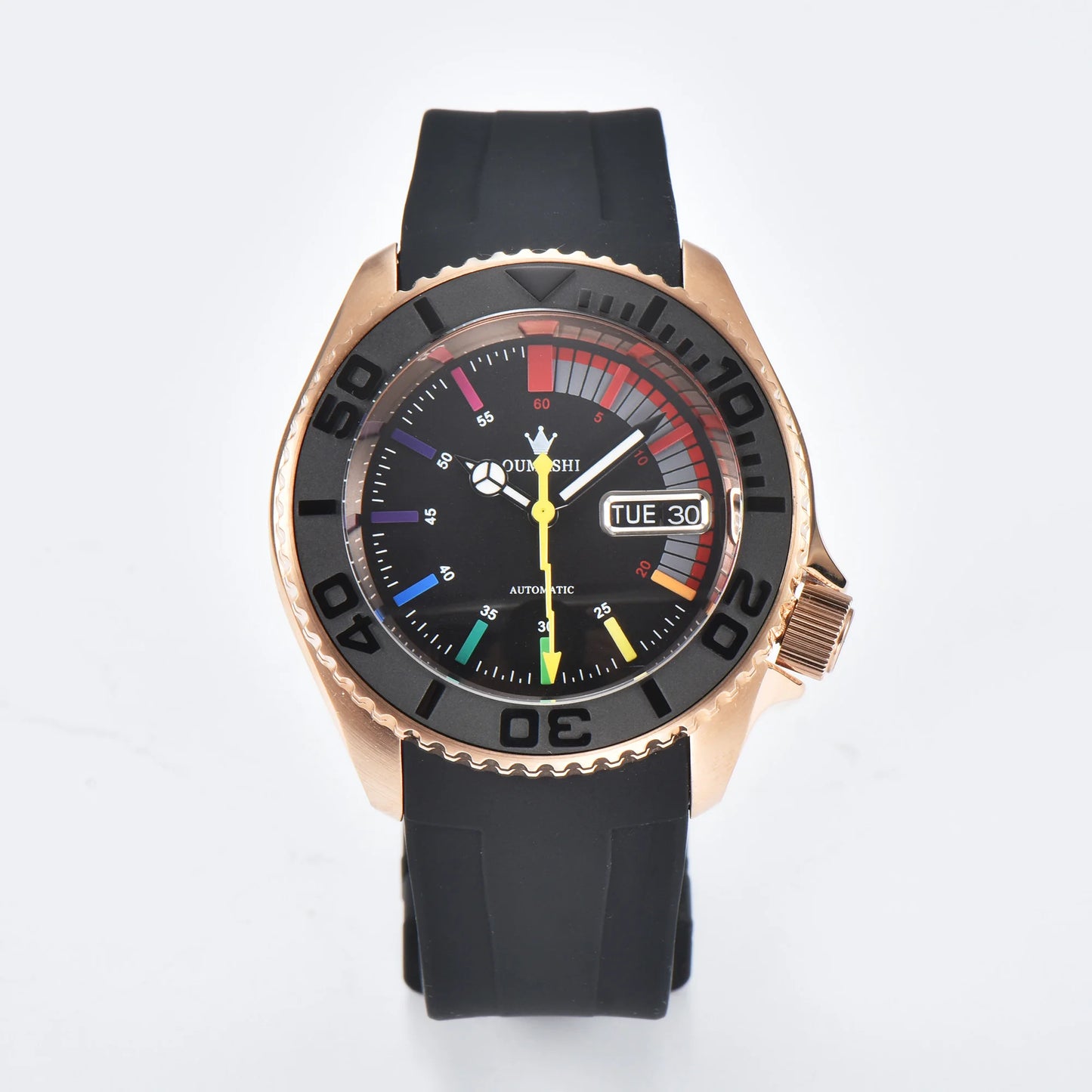 men Watch OUMASHI brand WATCH NH36 Watch NH35 Rainbow Dial Automatic mechanical movement sapphire rubber belt waterproof watch