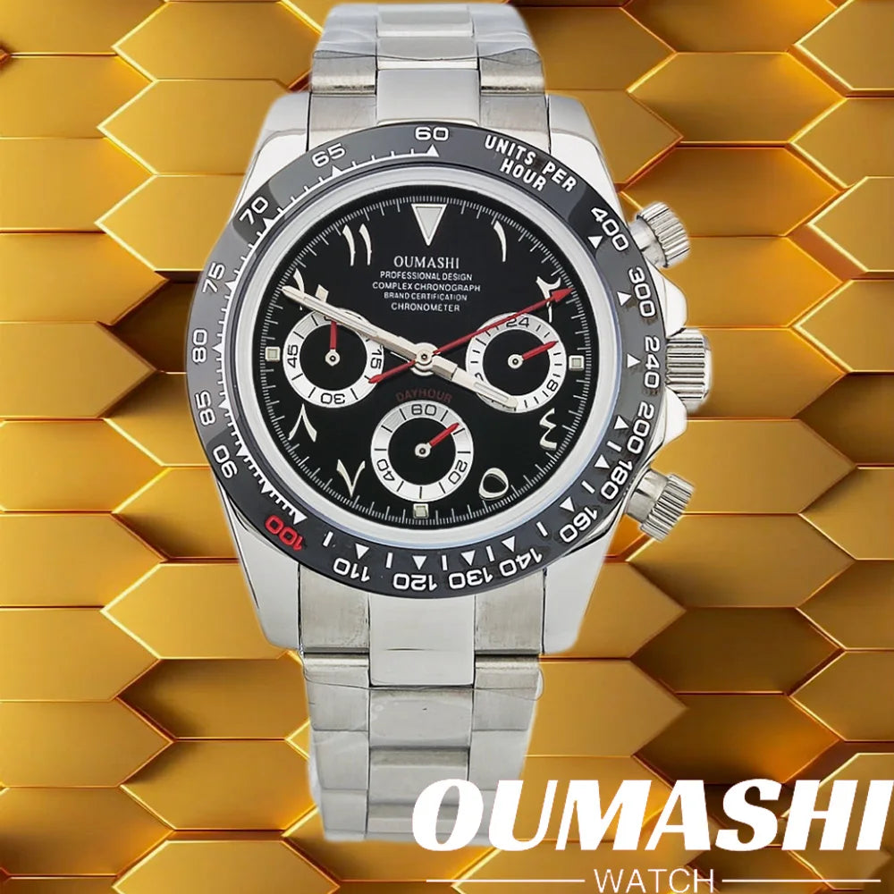 VK63 WATCH 39.3MM Casual Vk63 Quartz Movement Watch Men's waterproof steel case Arabian Dial Chronograph Luminous watch