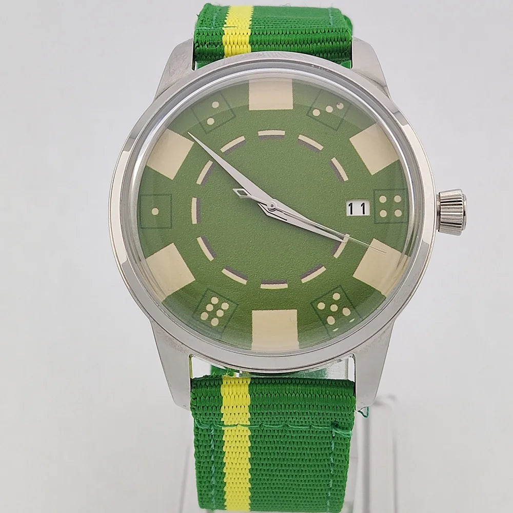 OUMASHI designs the new NH35A mechanical watch for men Russian Roulette Game Mineral Glass Diamond dial for men's watch