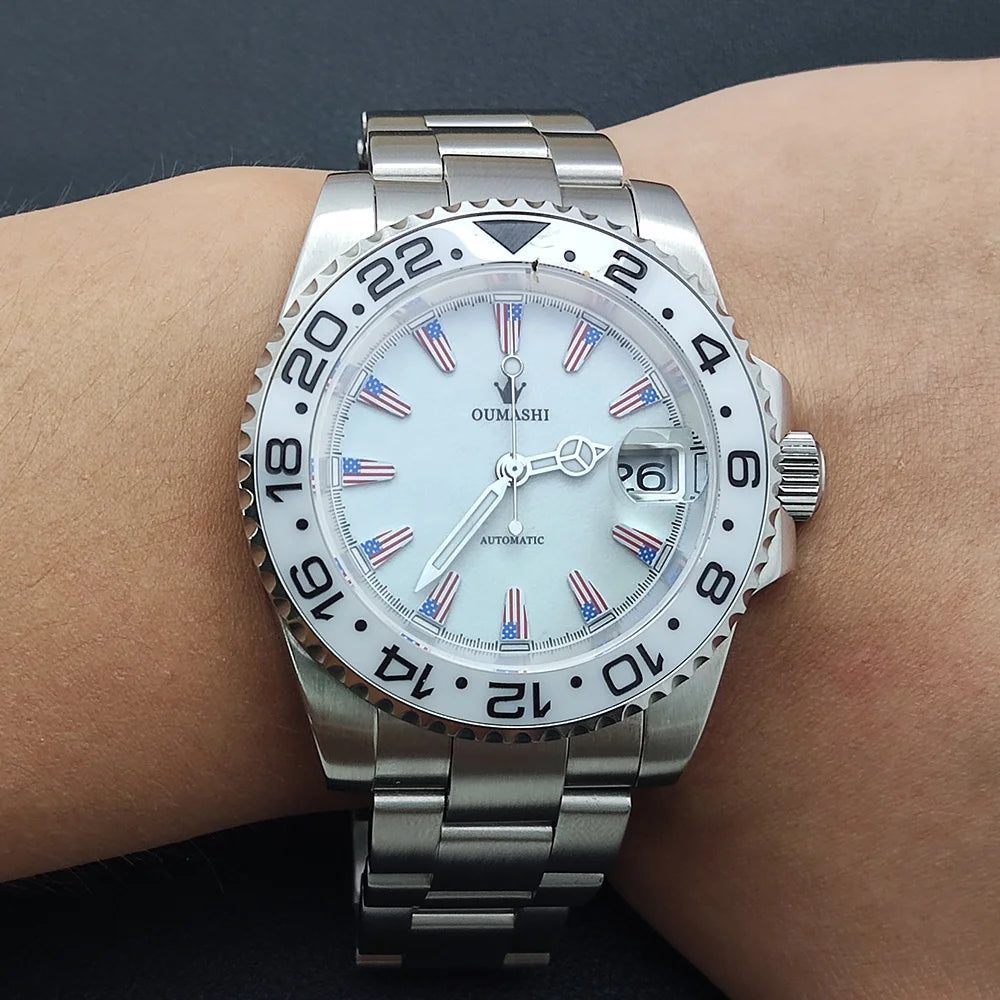 NH35 Watch 40.8mm Men's watch Super Luminous Flag Dial Stainless Steel sapphire Glass Men's luxury watch waterproof 10ATM