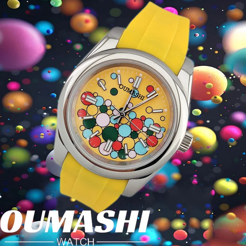 36mm/39mm Men's and women watches color bubble watch NH35 Mechanical watch sapphire glass waterproof watch rubber bracelet 20mm
