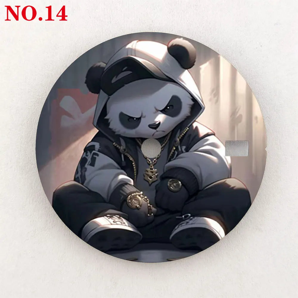 Watch dial 28.5mm NH35 dial custom-made Panda Warrior dial, color printing, watch components are suitable for NH35/36 movement
