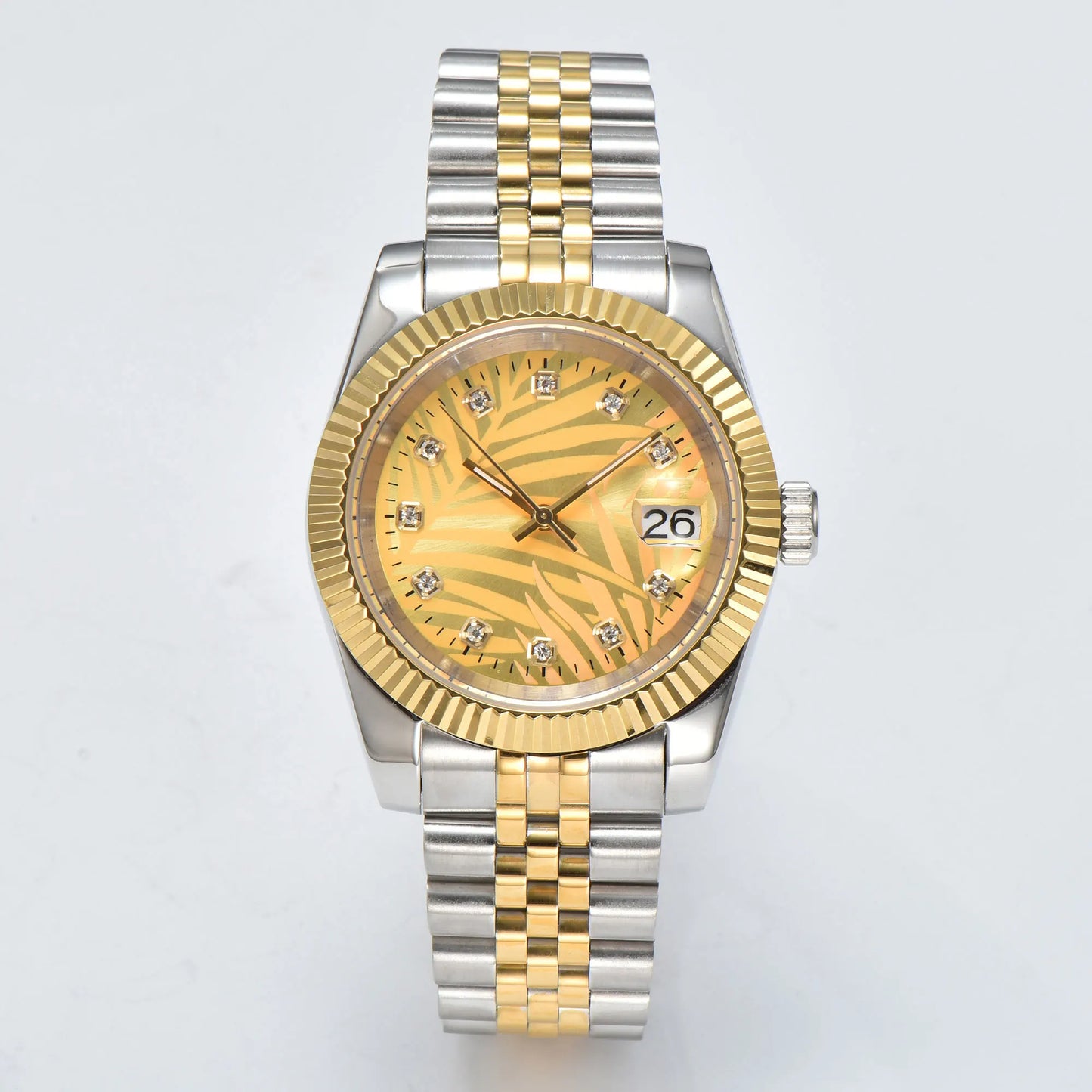 Business 36mm/39mm Men's watch NH35A Automatic movement Gold case Roman dial Blue AR Sapphire glass date stainless steel strap